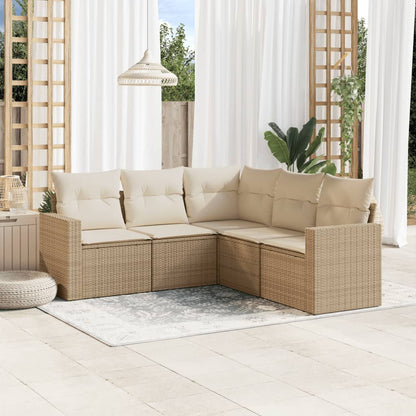 5-Tlg. Garten-Sofagarnitur Mit Kissen Poly Rattan