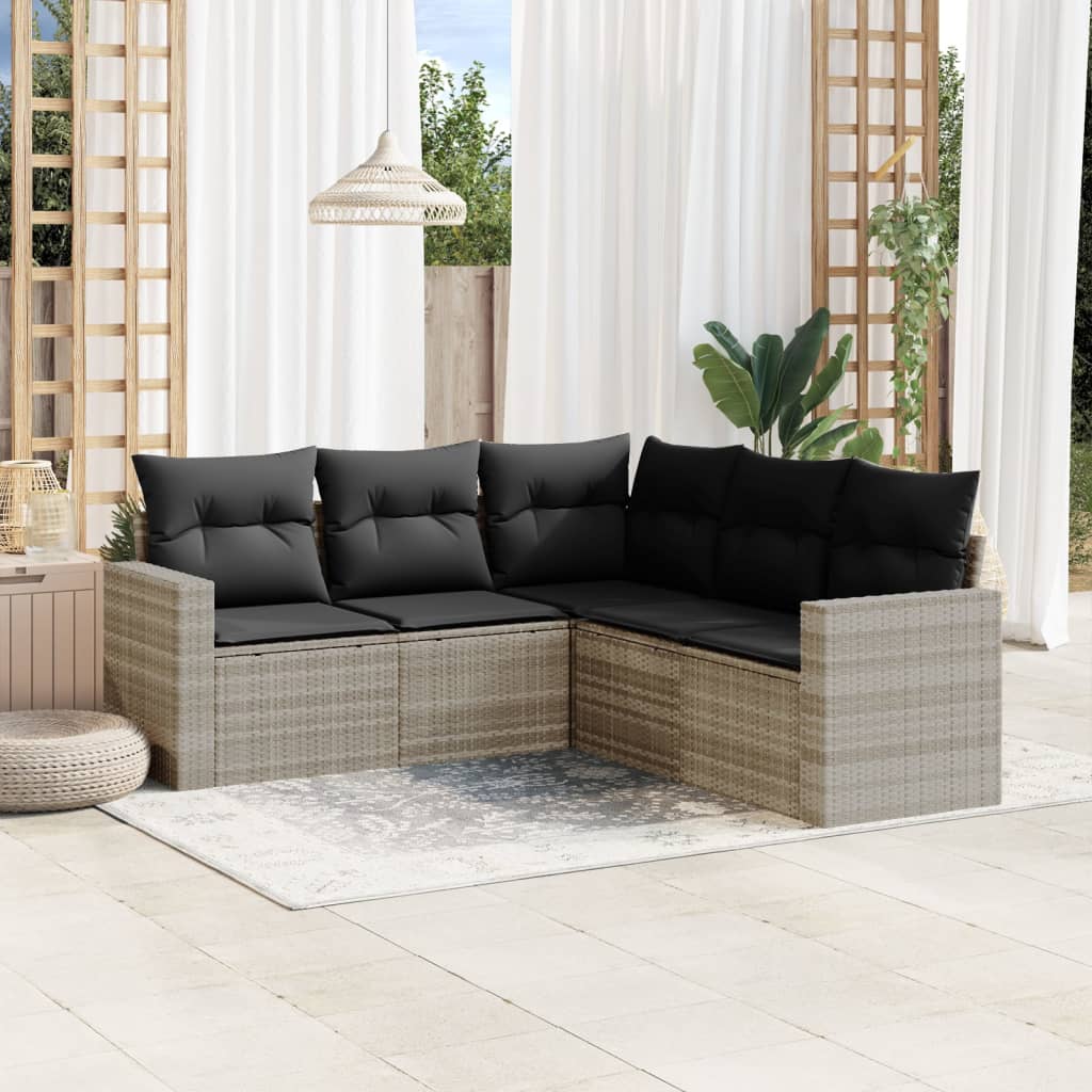 5-Tlg. Garten-Sofagarnitur Mit Kissen Poly Rattan