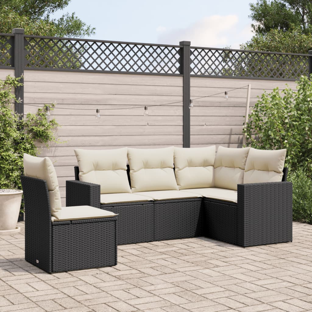 6-Tlg. Garten-Sofagarnitur Mit Kissen Poly Rattan