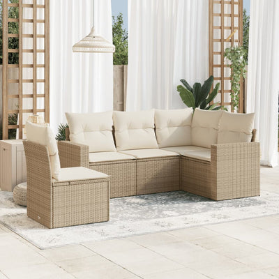 6-Tlg. Garten-Sofagarnitur Mit Kissen Poly Rattan