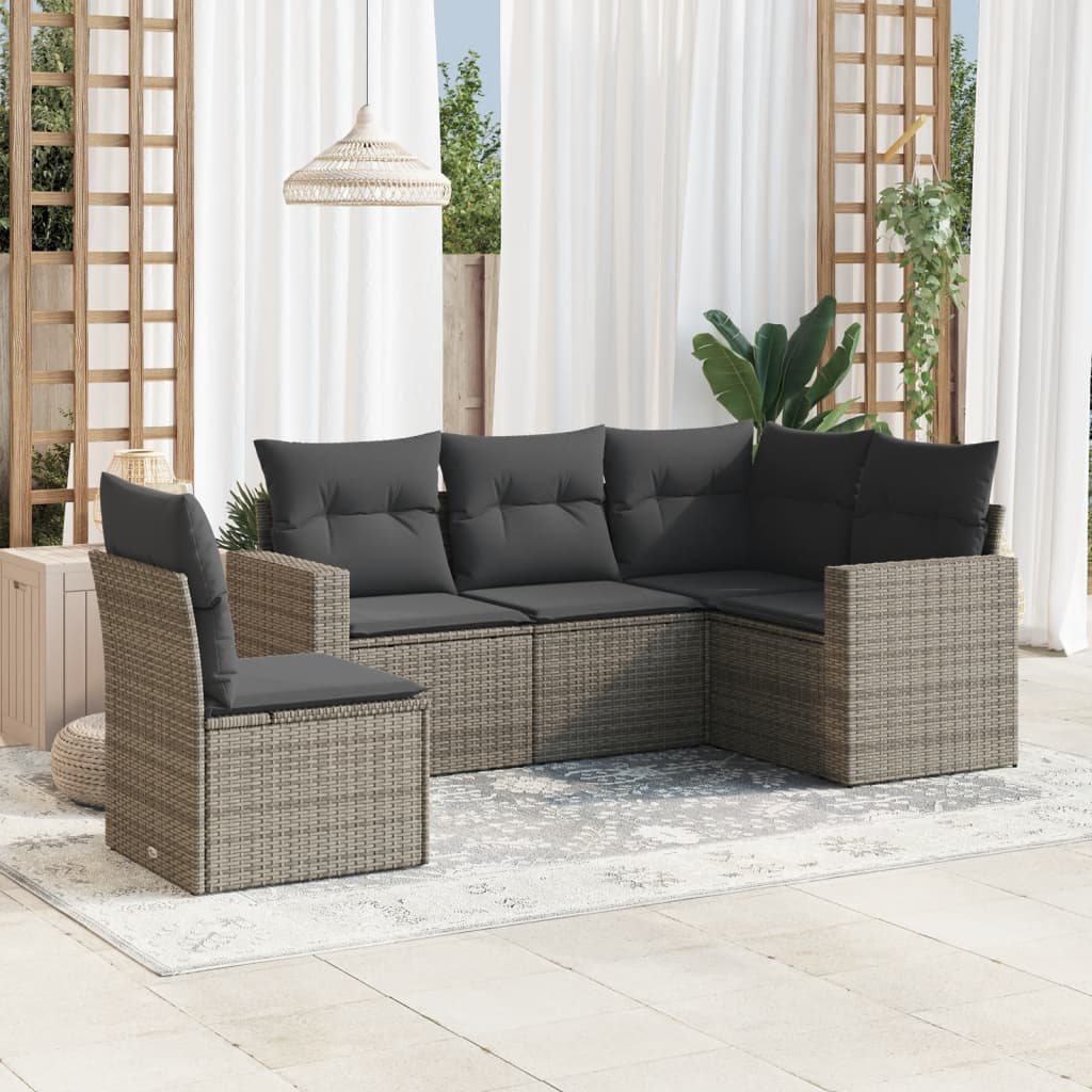 6-Tlg. Garten-Sofagarnitur Mit Kissen Poly Rattan