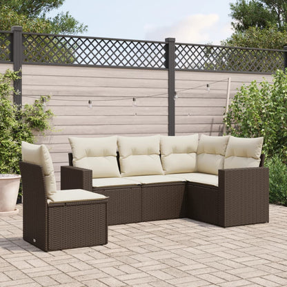 6-Tlg. Garten-Sofagarnitur Mit Kissen Poly Rattan