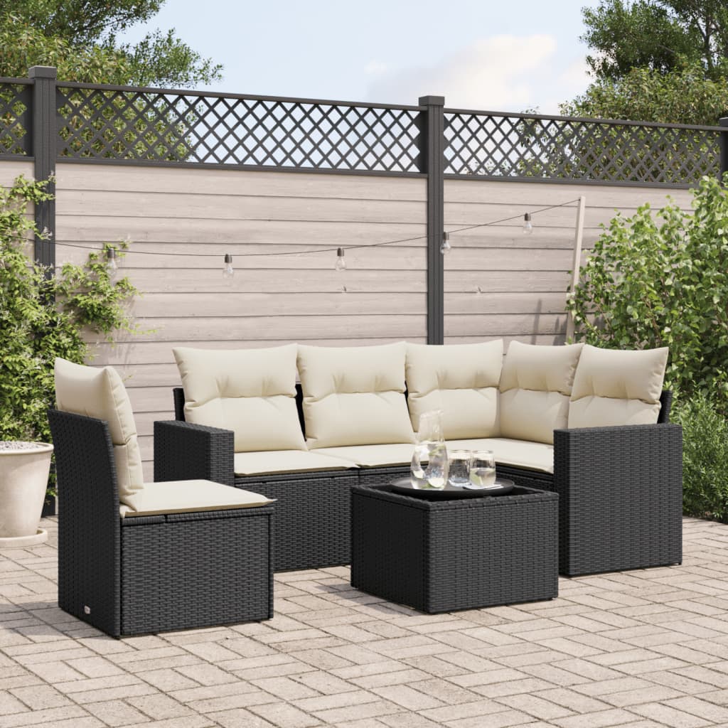 6-Tlg. Garten-Sofagarnitur Mit Kissen Poly Rattan