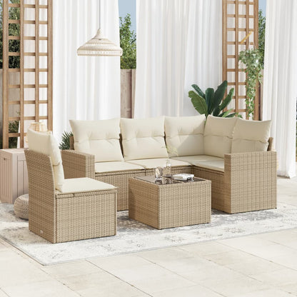 6-Tlg. Garten-Sofagarnitur Mit Kissen Poly Rattan