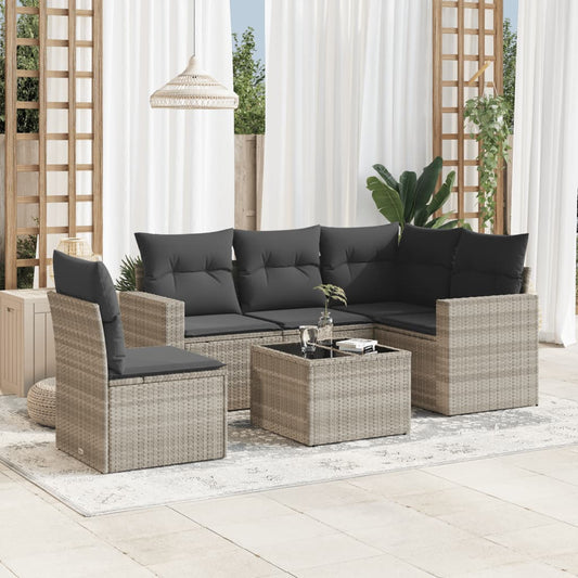 6-Tlg. Garten-Sofagarnitur Mit Kissen Poly Rattan