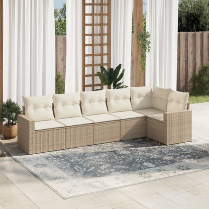 7-Tlg. Garten-Sofagarnitur Mit Kissen Poly Rattan