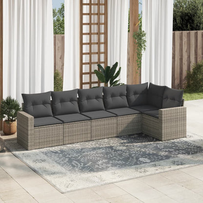 7-Tlg. Garten-Sofagarnitur Mit Kissen Poly Rattan