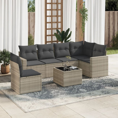 7-Tlg. Garten-Sofagarnitur Mit Kissen Poly Rattan