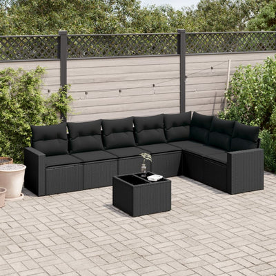 8-Tlg. Garten-Sofagarnitur Mit Kissen Poly Rattan