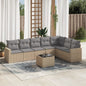 8-Tlg. Garten-Sofagarnitur Mit Kissen Poly Rattan