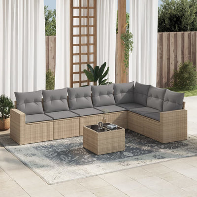 8-Tlg. Garten-Sofagarnitur Mit Kissen Poly Rattan