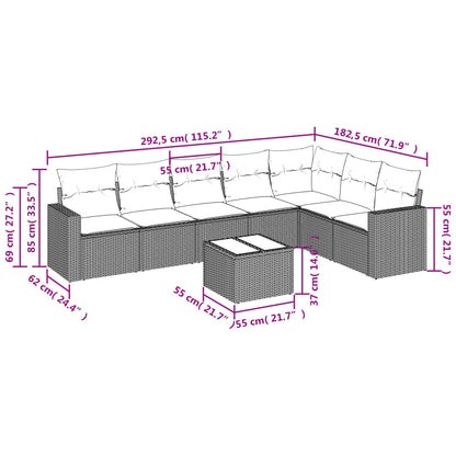 8-Tlg. Garten-Sofagarnitur Mit Kissen Poly Rattan