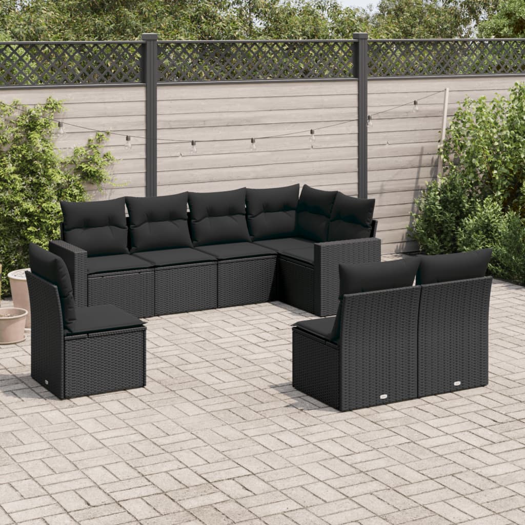 8-Tlg. Garten-Sofagarnitur Mit Kissen Poly Rattan