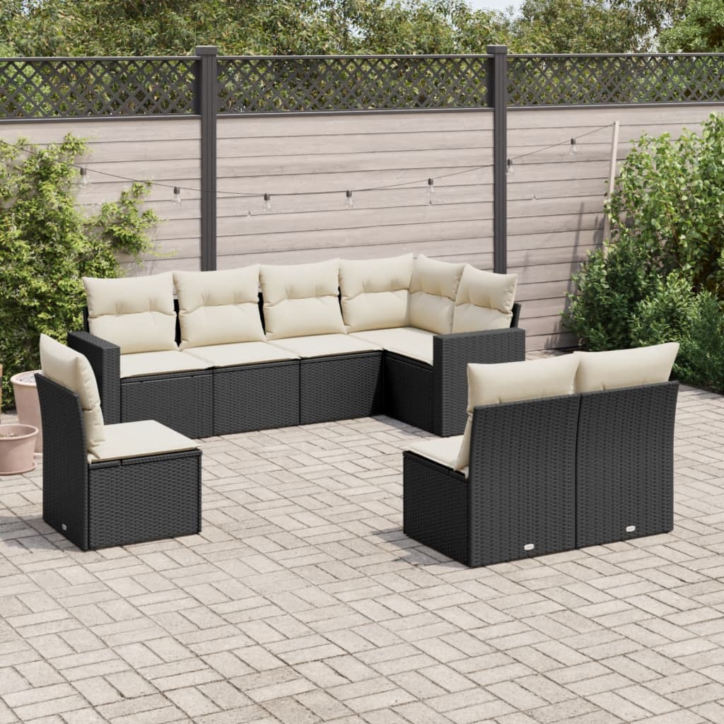 8-Tlg. Garten-Sofagarnitur Mit Kissen Poly Rattan