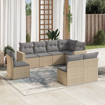 8-Tlg. Garten-Sofagarnitur Mit Kissen Poly Rattan