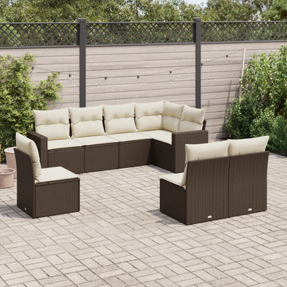 8-Tlg. Garten-Sofagarnitur Mit Kissen Poly Rattan