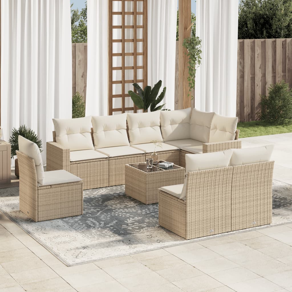 8-Tlg. Garten-Sofagarnitur Mit Kissen Poly Rattan