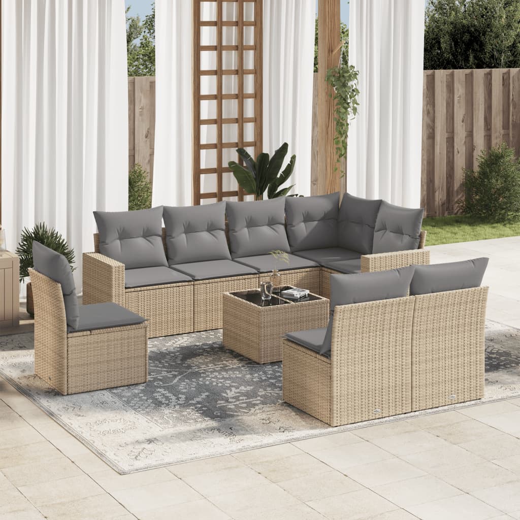 8-Tlg. Garten-Sofagarnitur Mit Kissen Poly Rattan