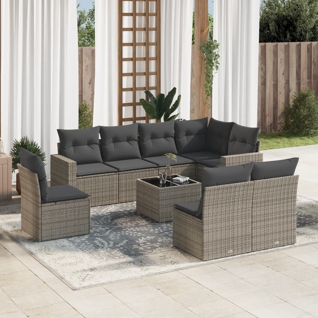 8-Tlg. Garten-Sofagarnitur Mit Kissen Poly Rattan