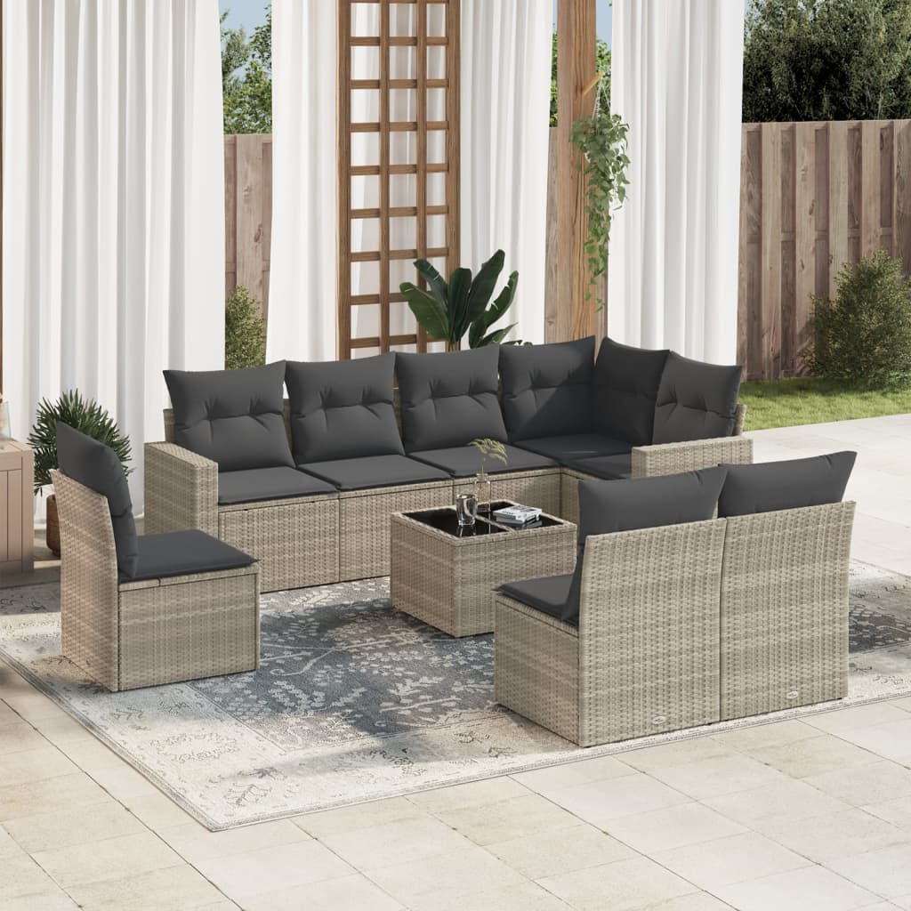 8-Tlg. Garten-Sofagarnitur Mit Kissen Poly Rattan