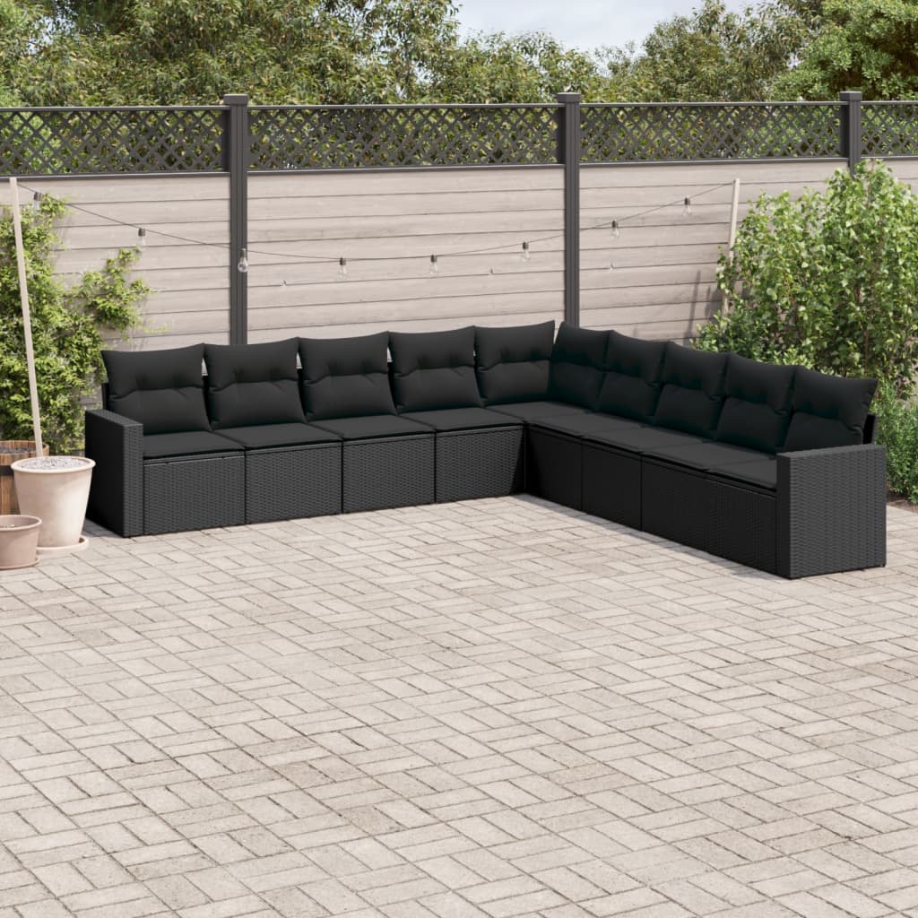 9-Tlg. Garten-Sofagarnitur Mit Kissen Poly Rattan