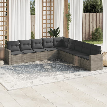 9-Tlg. Garten-Sofagarnitur Mit Kissen Poly Rattan