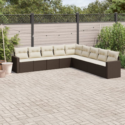 9-Tlg. Garten-Sofagarnitur Mit Kissen Poly Rattan