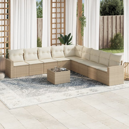 9-Tlg. Garten-Sofagarnitur Mit Kissen Poly Rattan