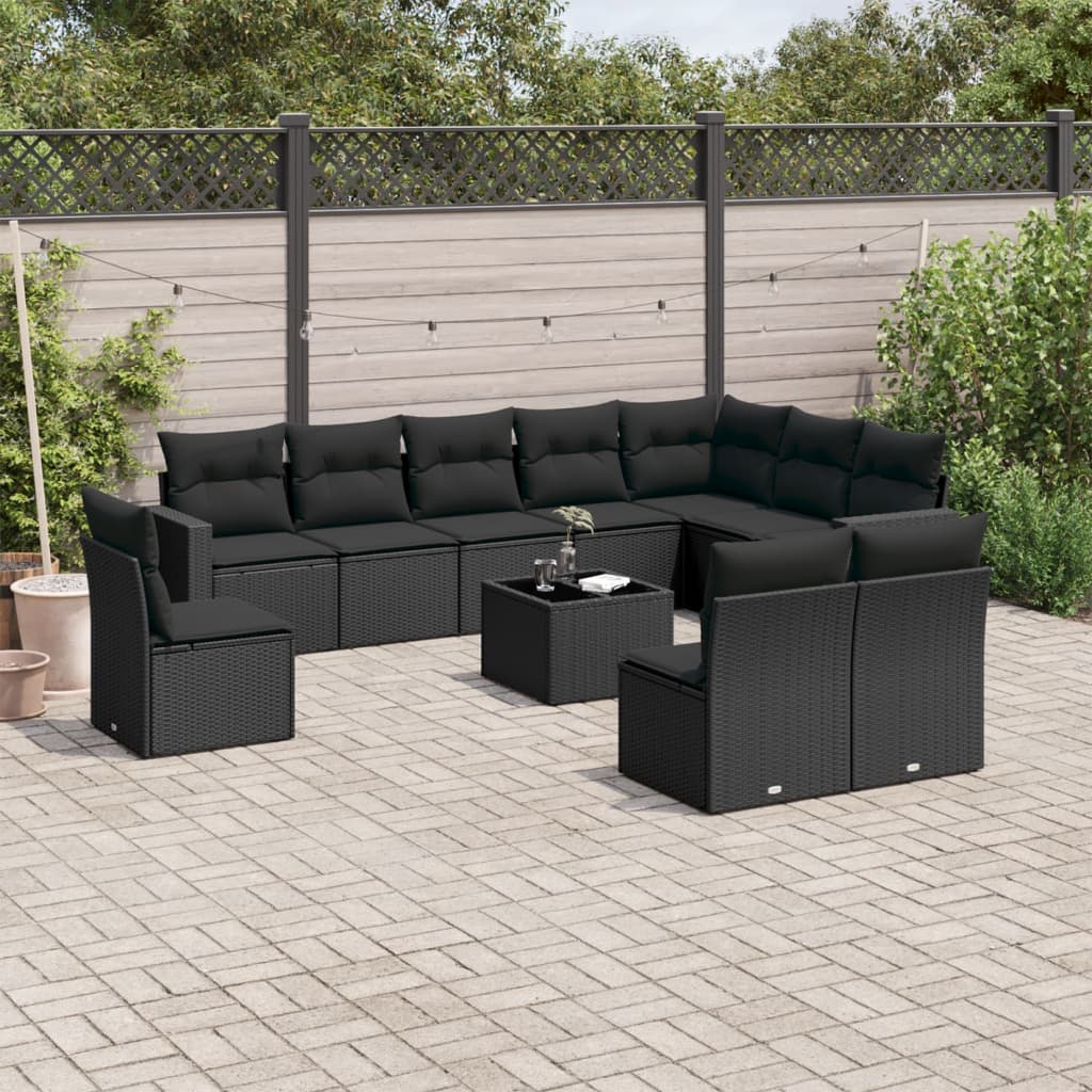 10-Tlg. Garten-Sofagarnitur Mit Kissen Poly Rattan