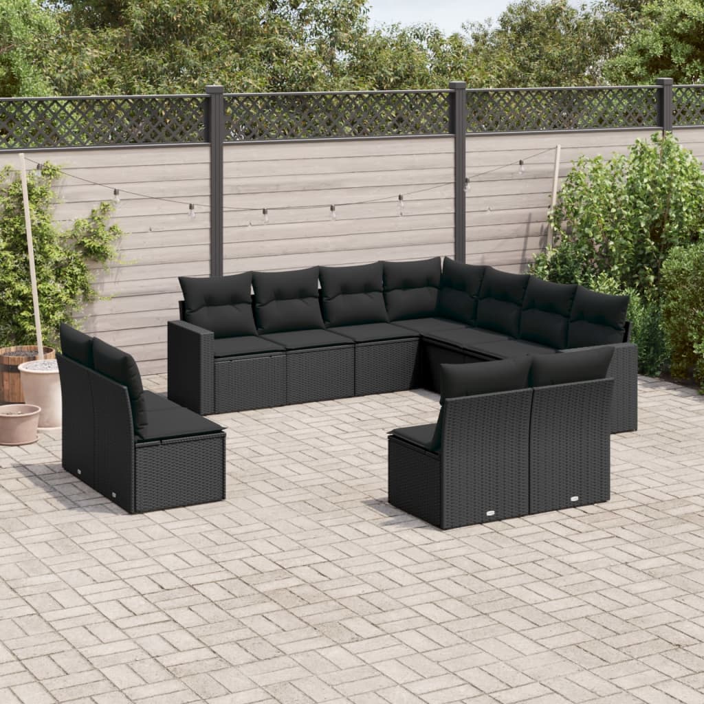 11-Tlg. Garten-Sofagarnitur Mit Kissen Poly Rattan