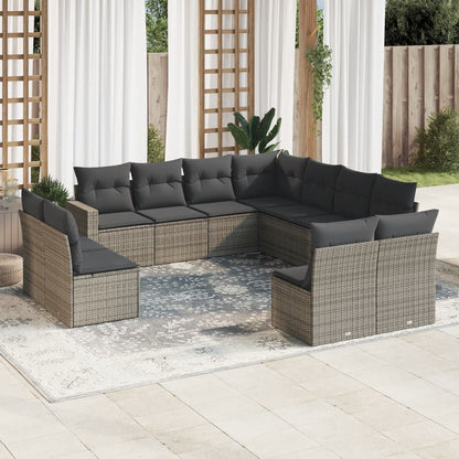 11-Tlg. Garten-Sofagarnitur Mit Kissen Poly Rattan