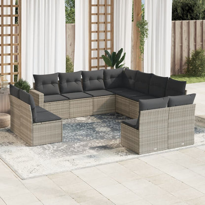 11-Tlg. Garten-Sofagarnitur Mit Kissen Poly Rattan