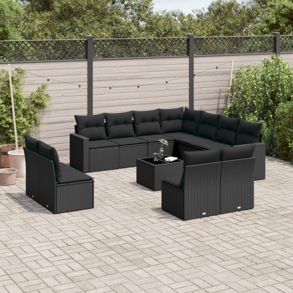 11-Tlg. Garten-Sofagarnitur Mit Kissen Poly Rattan