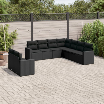 9-Tlg. Garten-Sofagarnitur Mit Kissen Poly Rattan