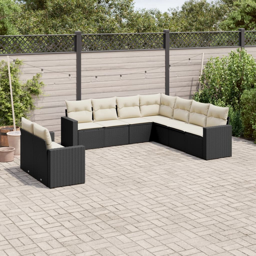 9-Tlg. Garten-Sofagarnitur Mit Kissen Poly Rattan