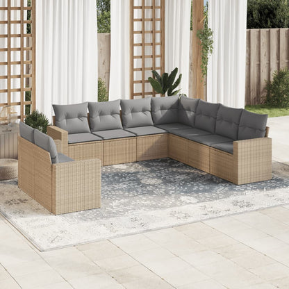 9-Tlg. Garten-Sofagarnitur Mit Kissen Poly Rattan