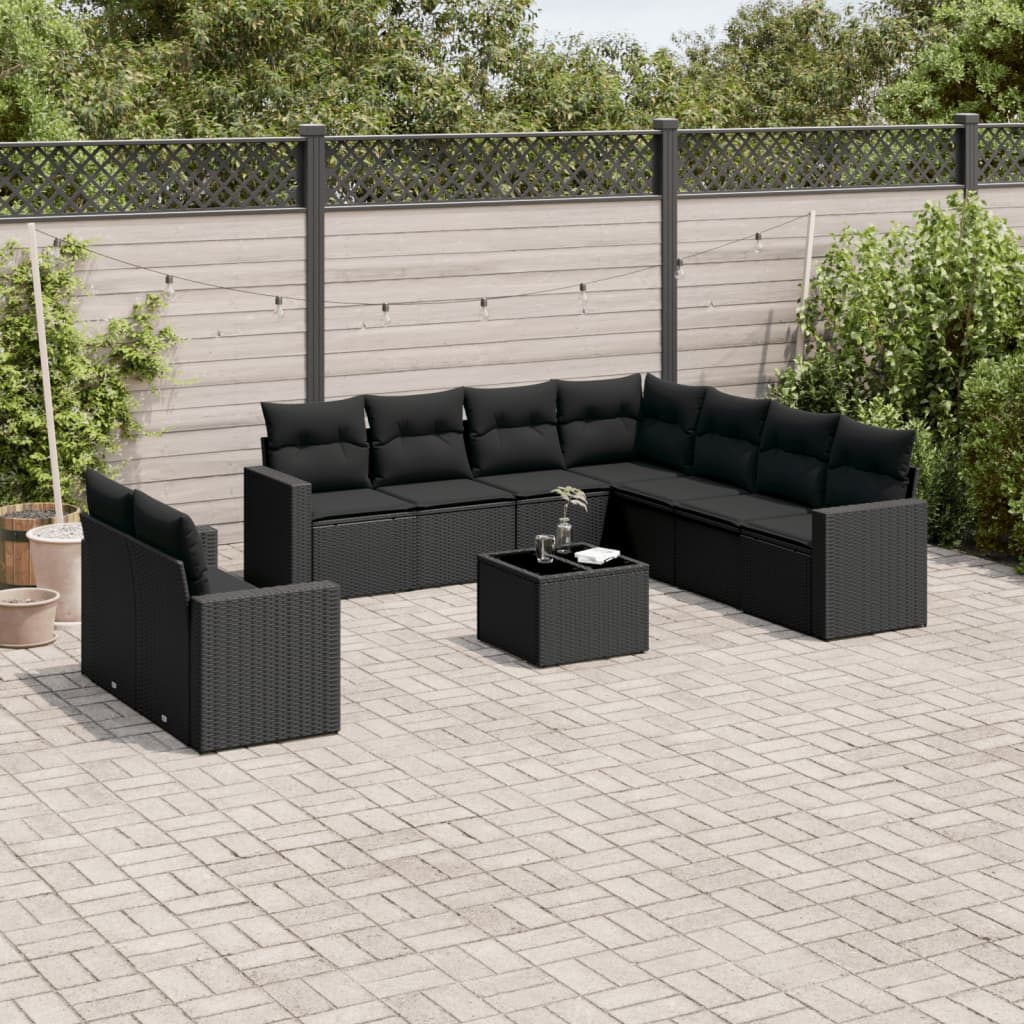 9-Tlg. Garten-Sofagarnitur Mit Kissen Poly Rattan