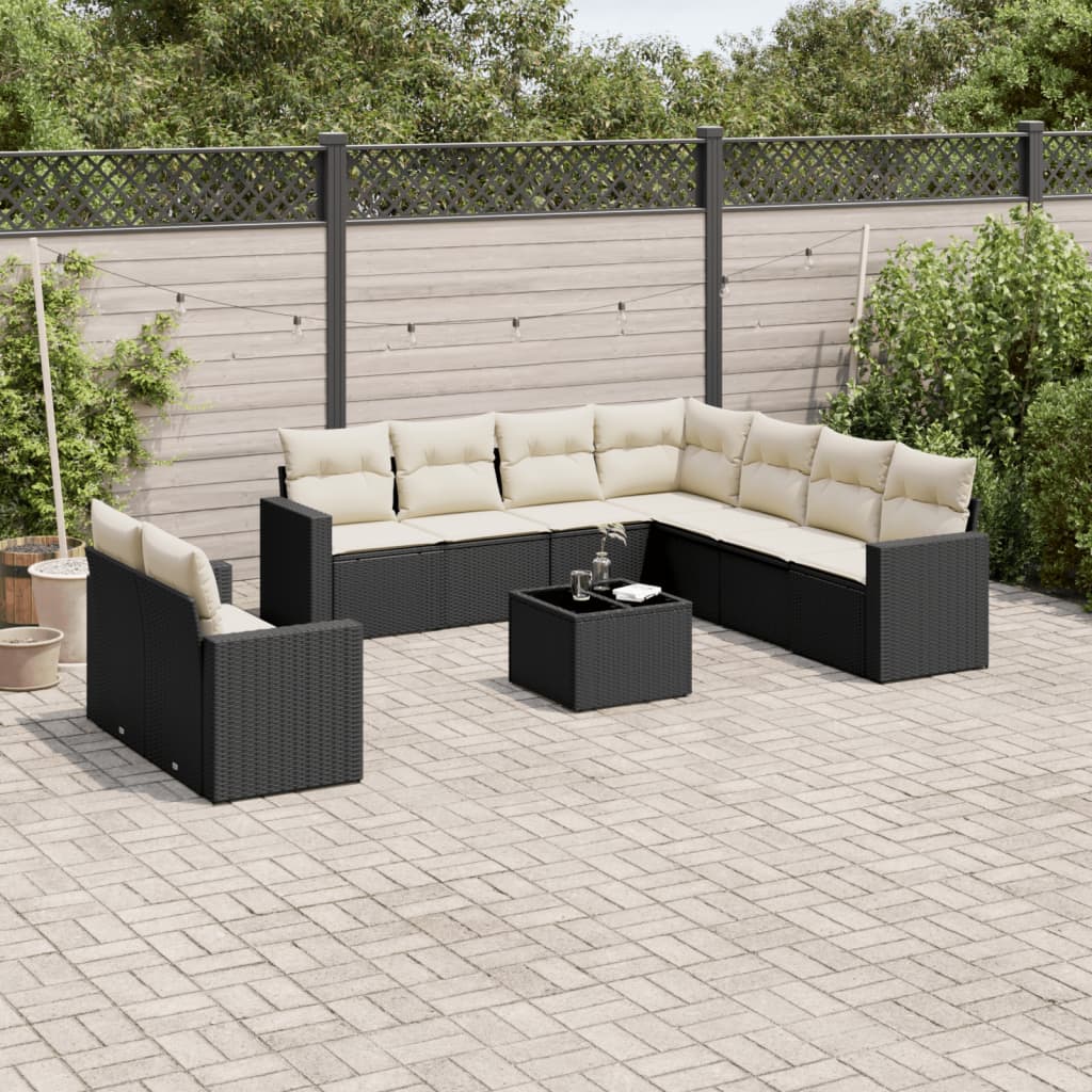 9-Tlg. Garten-Sofagarnitur Mit Kissen Poly Rattan