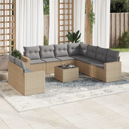 9-Tlg. Garten-Sofagarnitur Mit Kissen Poly Rattan