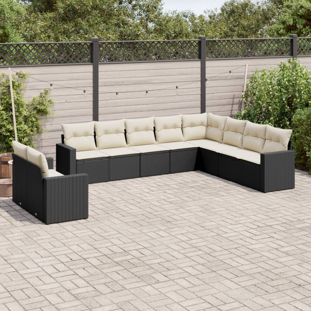 10-Tlg. Garten-Sofagarnitur Mit Kissen Poly Rattan