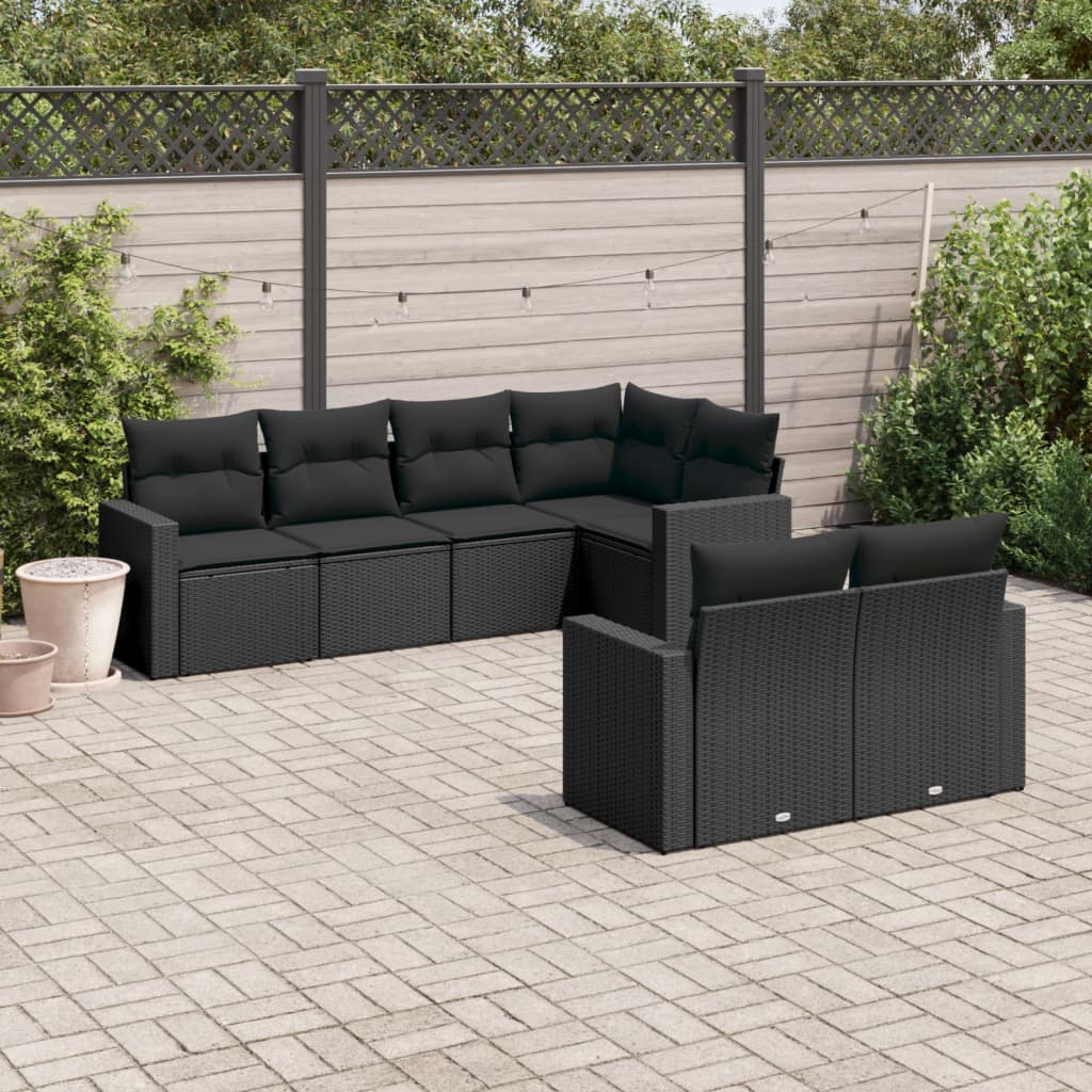 7-Tlg. Garten-Sofagarnitur Mit Kissen Poly Rattan