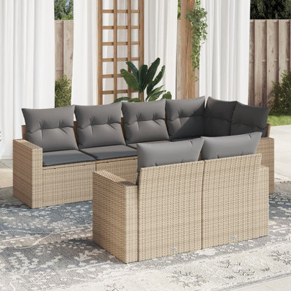 7-Tlg. Garten-Sofagarnitur Mit Kissen Poly Rattan