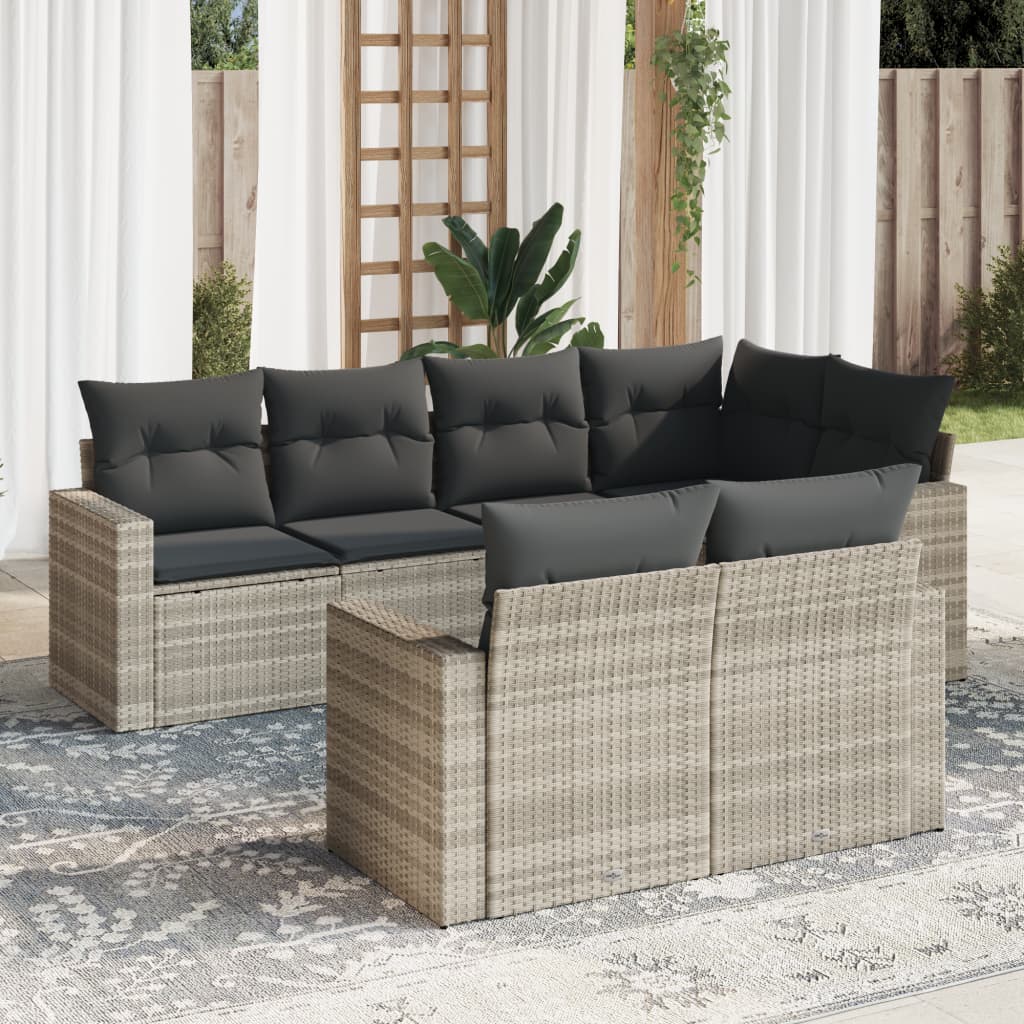 7-Tlg. Garten-Sofagarnitur Mit Kissen Poly Rattan