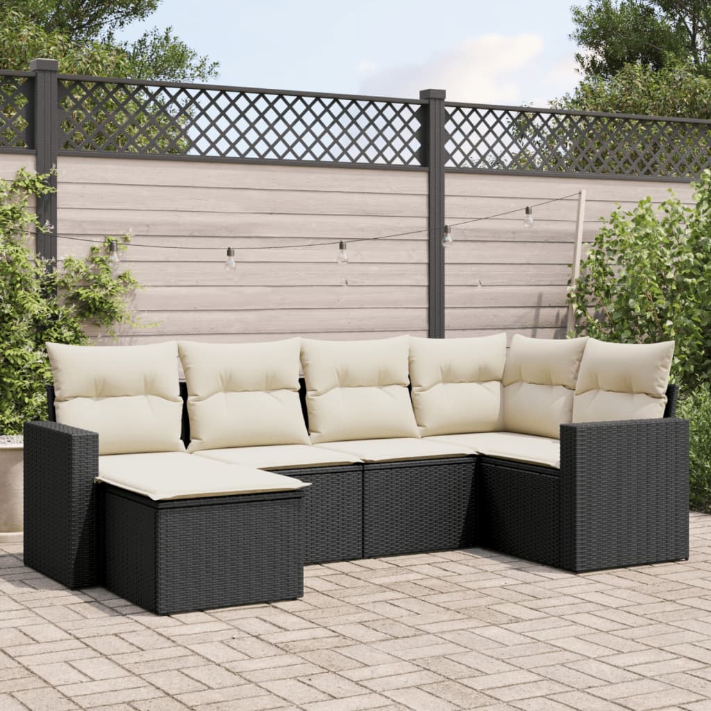 6-Tlg. Garten-Sofagarnitur Mit Kissen Poly Rattan