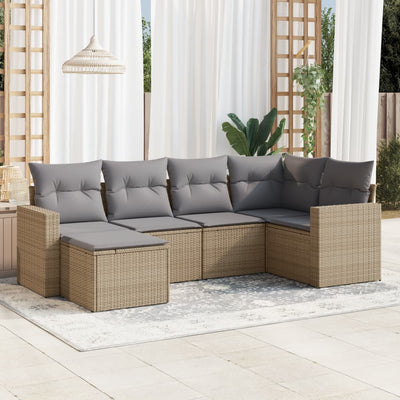 6-Tlg. Garten-Sofagarnitur Mit Kissen Poly Rattan