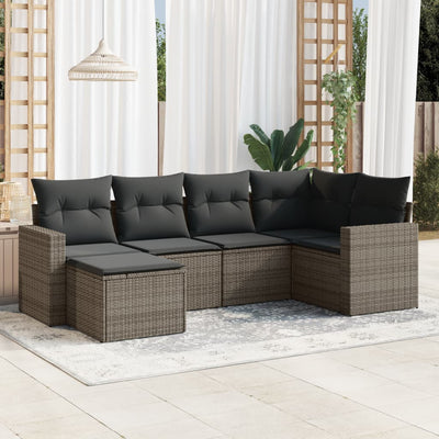 6-Tlg. Garten-Sofagarnitur Mit Kissen Poly Rattan