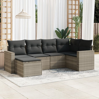 6-Tlg. Garten-Sofagarnitur Mit Kissen Poly Rattan