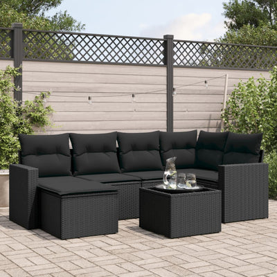 6-Tlg. Garten-Sofagarnitur Mit Kissen Poly Rattan