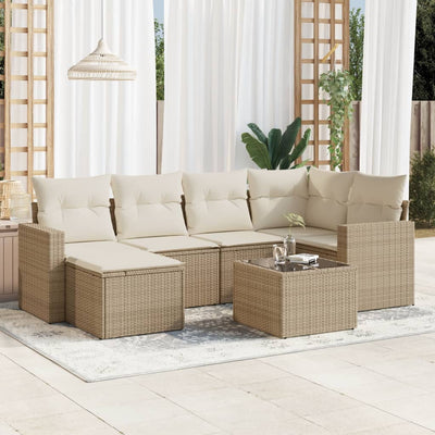 6-Tlg. Garten-Sofagarnitur Mit Kissen Poly Rattan