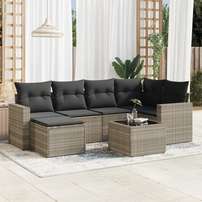 6-Tlg. Garten-Sofagarnitur Mit Kissen Poly Rattan